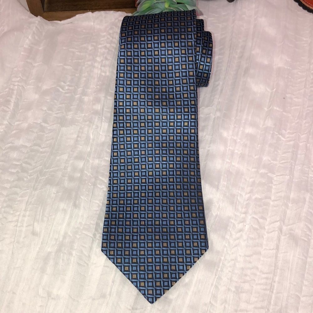 VERSA Black Gold Blue Textured Silk Tie